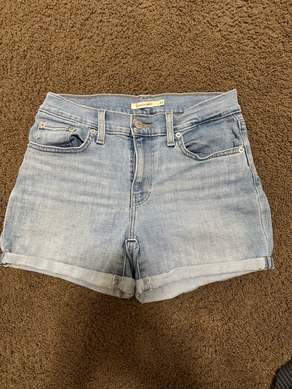 Levi's Light Blue Rolled-Hem Denim Shorts